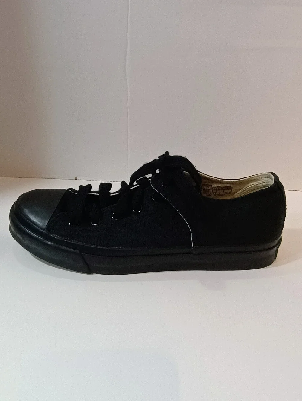 PF Flyers Logo Black Lo Top Canvas Sneakers Bob Cousy Green Label W 8 Men 6.5